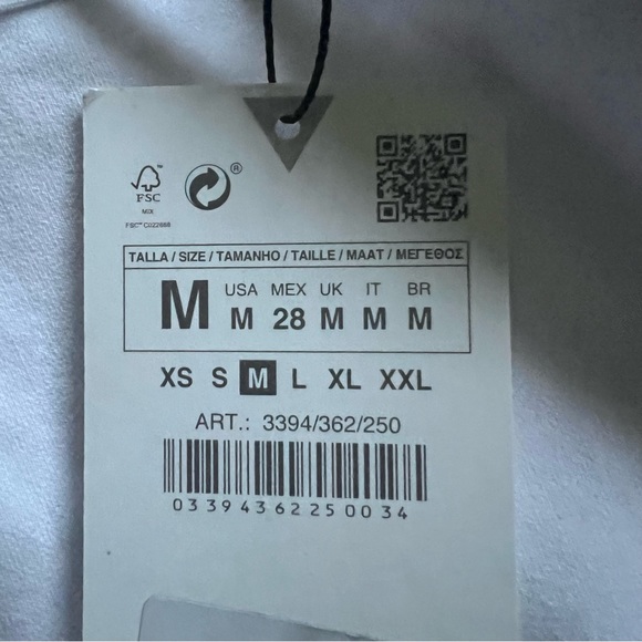 Zara White Elastic Trim Mini Dress Size M Spaghetti Strap New - Picture 2 of 16